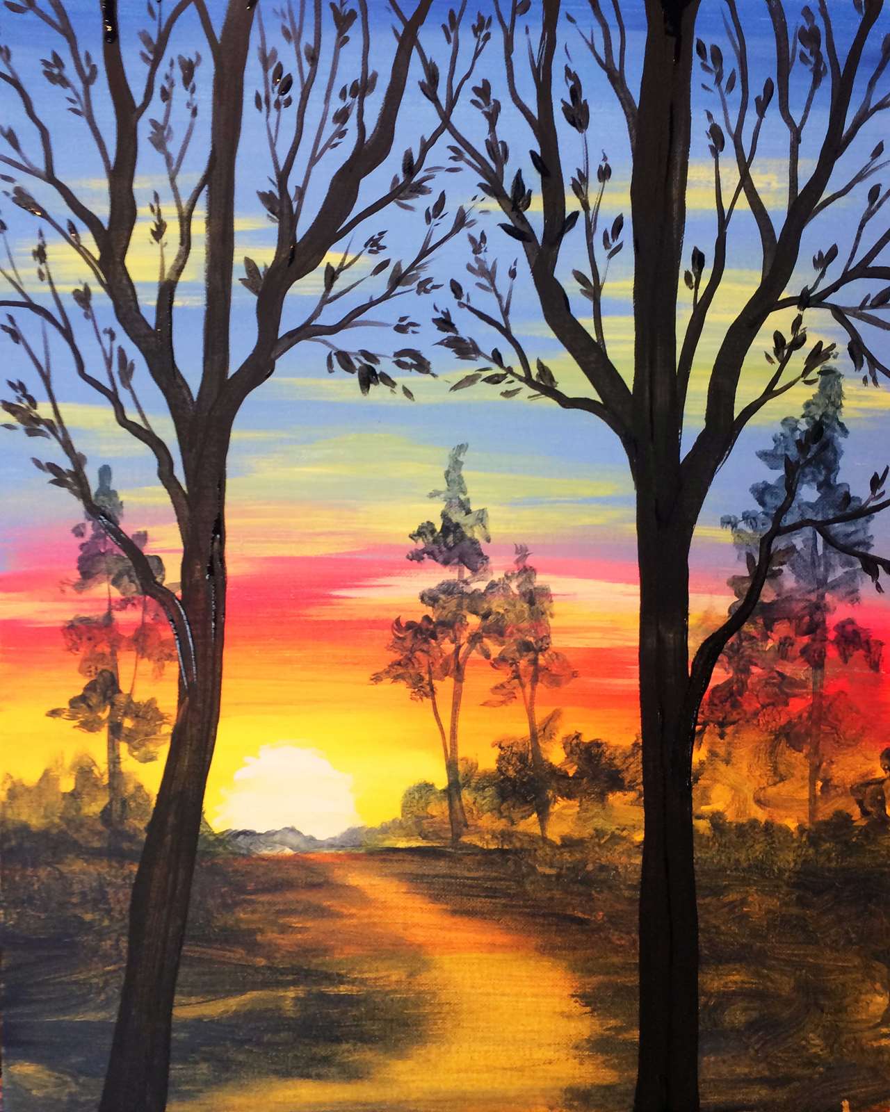 Online Painting Class - Happy Hour Sunset (Virtual Paint Night at Home)