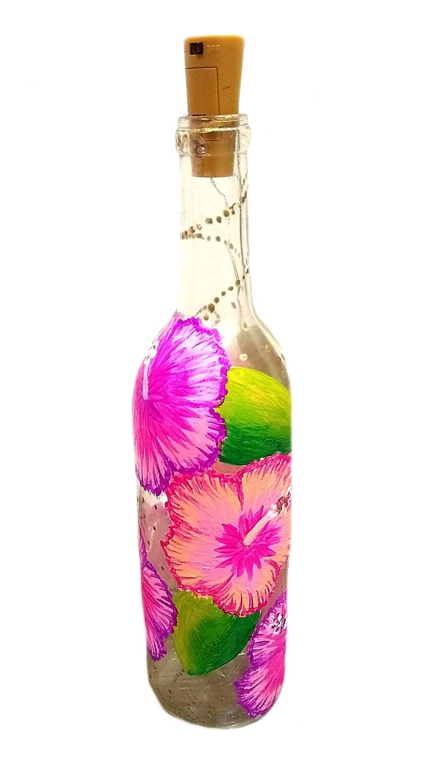 Tropical Hibiscus Wine Bottle