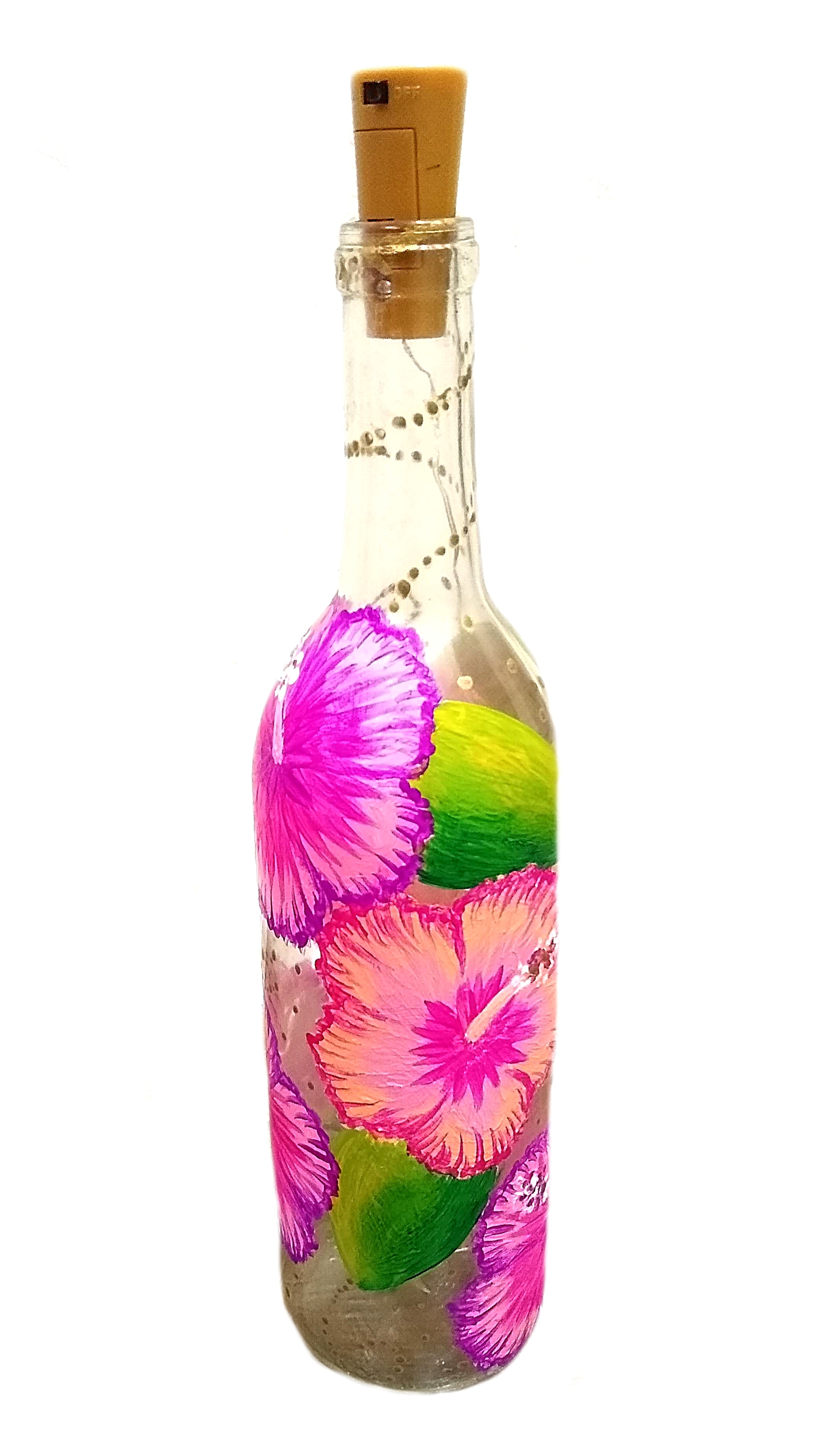 Tropical Hibiscus Wine Bottle Pinot's Palette Painting