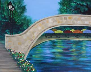 Umbrellas under the Riverwalk