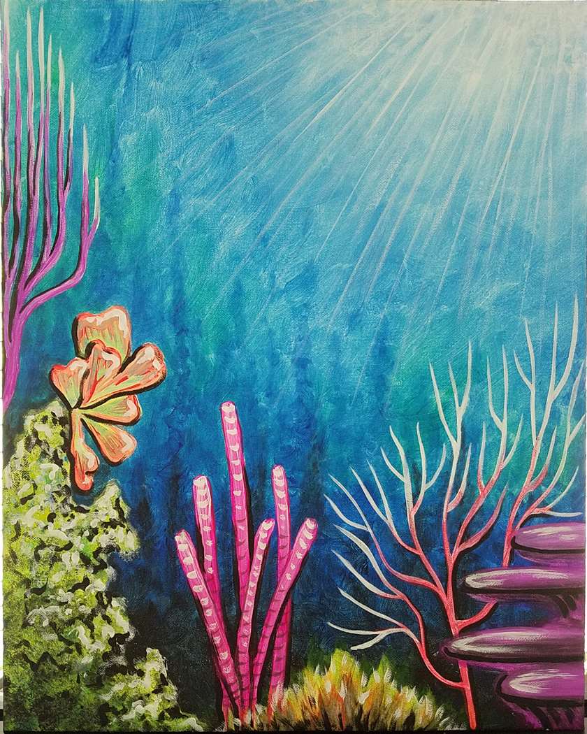 Coral Reef Painting Simple : Traditional Art Illustration / Nothing ...