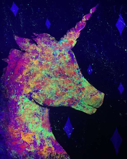 Unicorn Magic under Blacklight