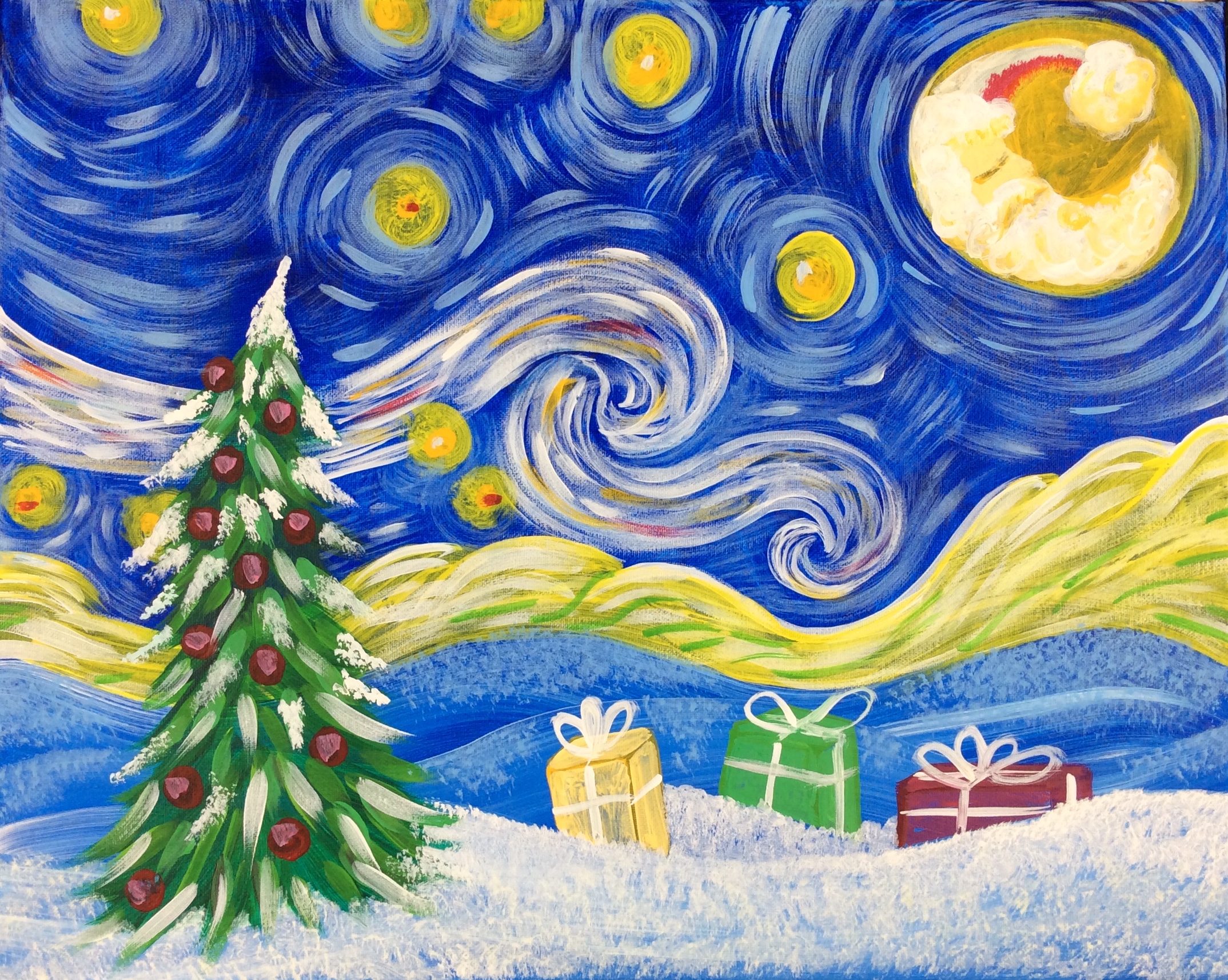 Van Gogh Christmas - Pinot's Palette Painting