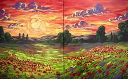 Van Gogh Sunset Poppy Field 