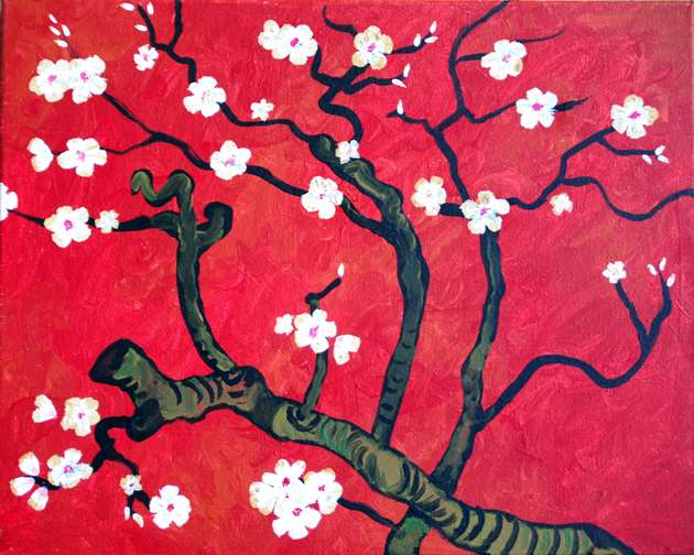 Van Gogh's Almond Blossoms in Red