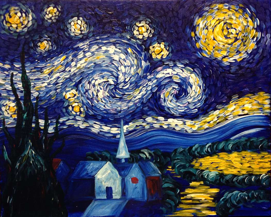 3 Hours Painting Class! Tribute to Van Gogh!