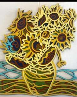 Van Gogh's Sunflowers Wood Cutout