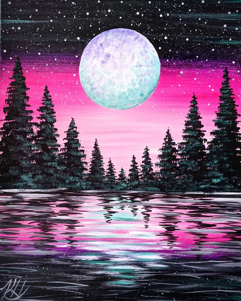 Vibrant Moon Forest