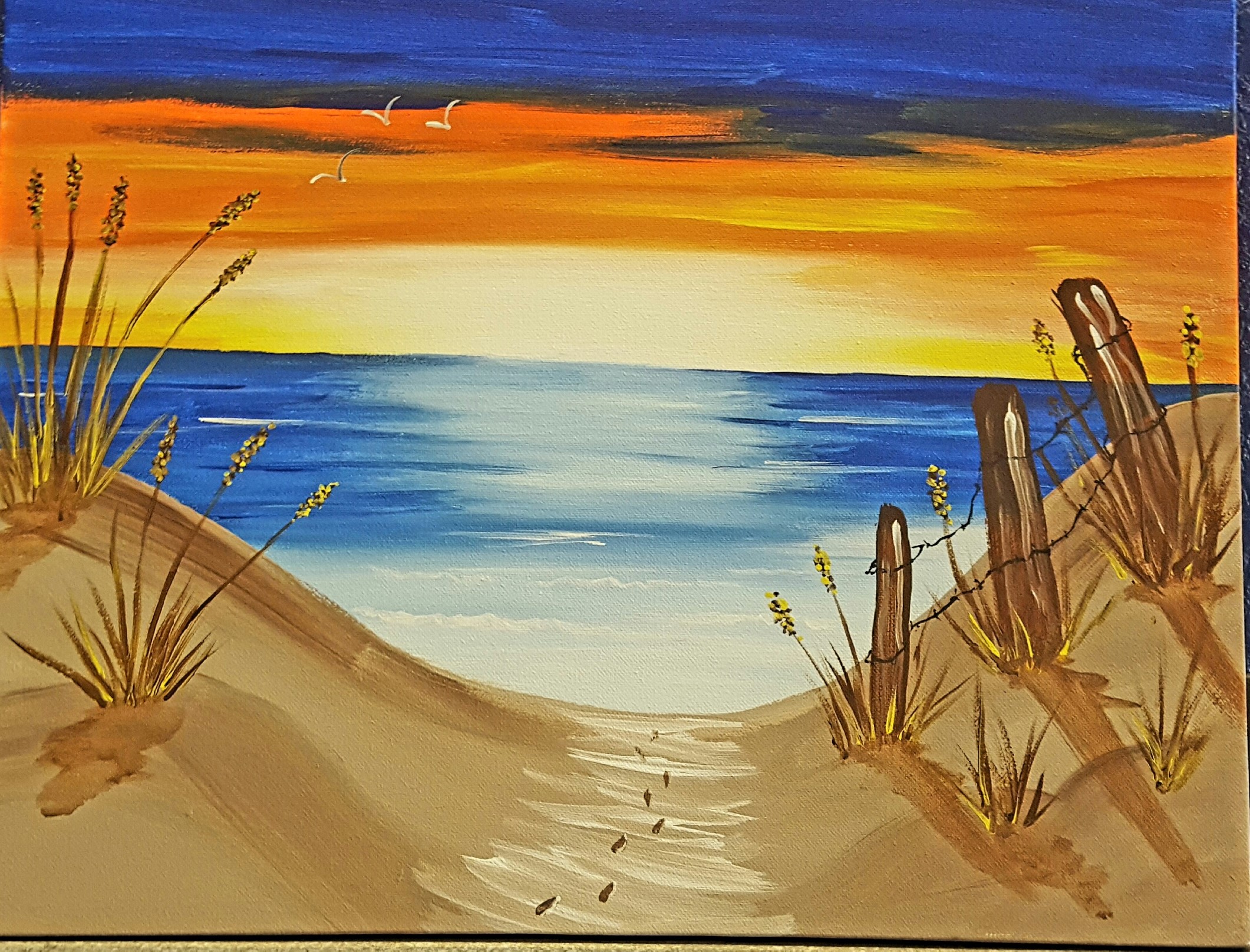 Walk on Sunset Beach Pinot's Palette Painting