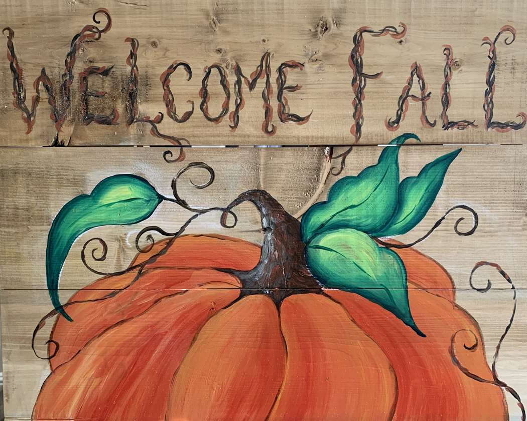 Welcome Fall on Wood