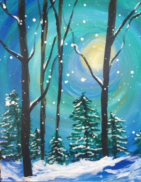 Winter Moon - Pinot's Palette Painting