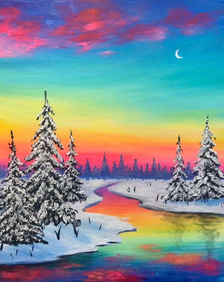 Winter Sunset - Pinot's Palette Painting